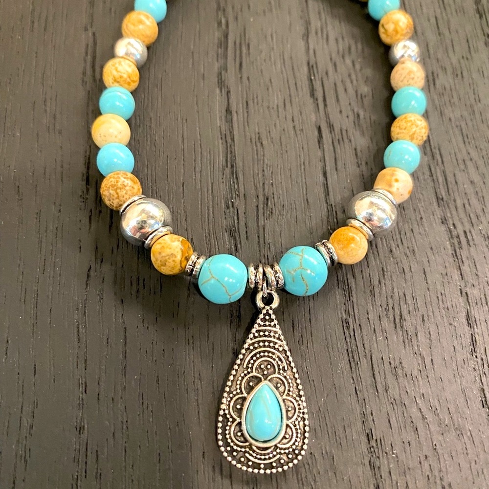 Brand new, never worn Turquoise beaded bracelet.